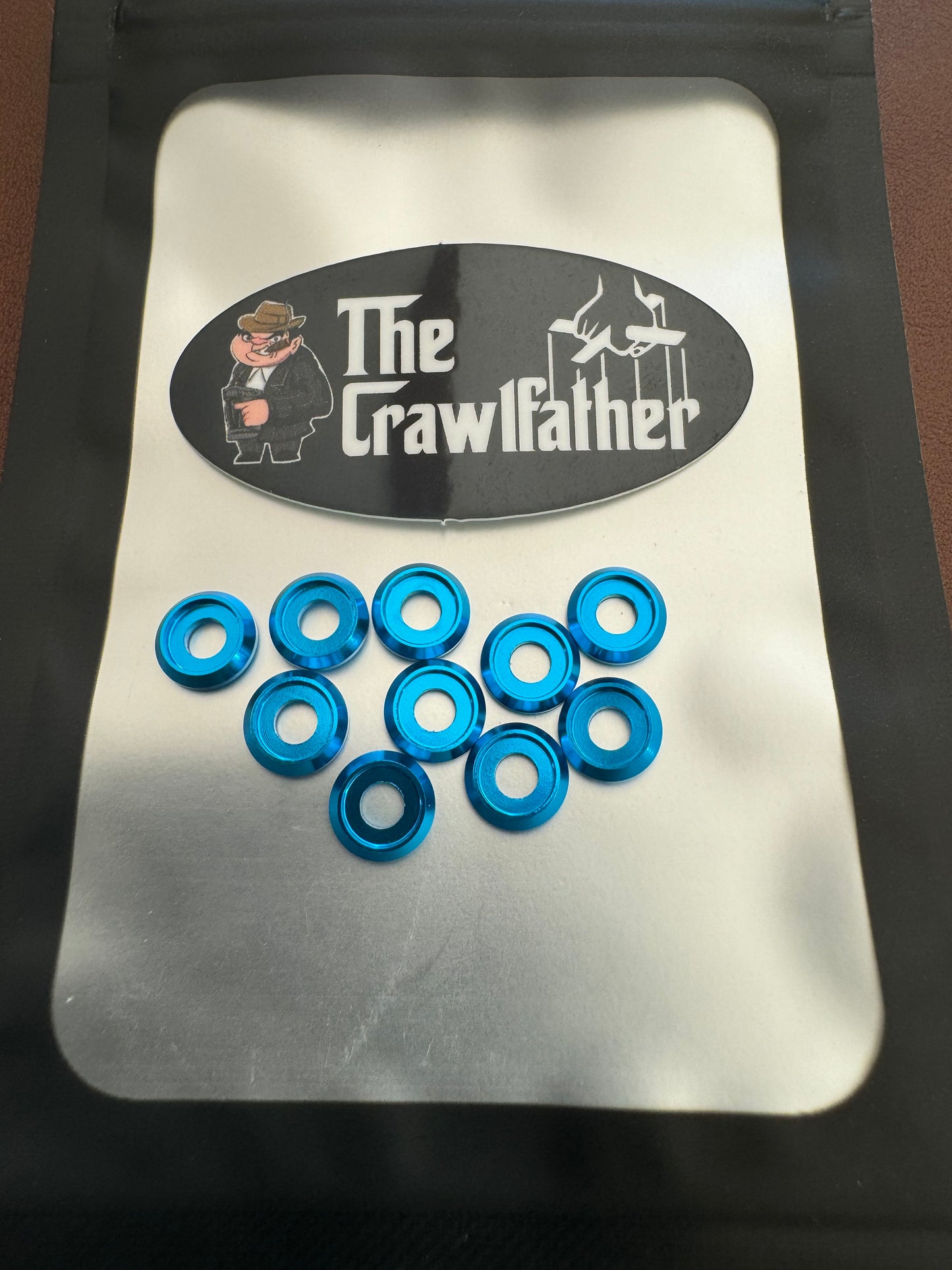 Light Blue Anodized M3 Recessed Flat Washers