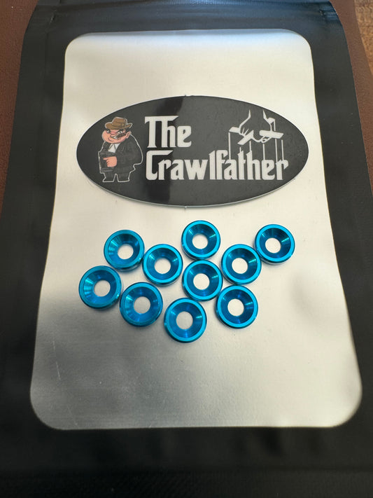 Light Blue Anodized M3 Countersunk Washers